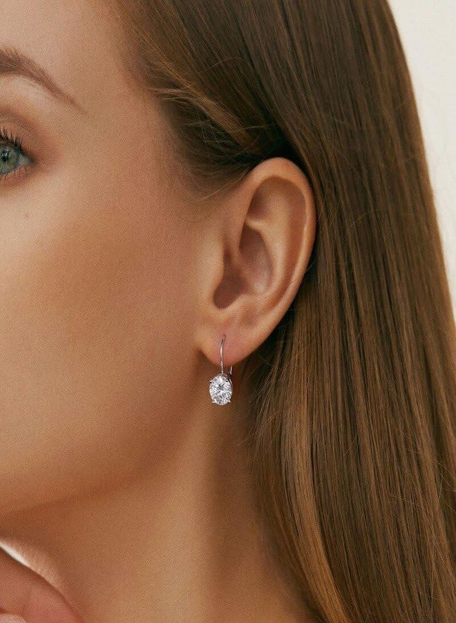 MOOSEA Moissanite Drop Earrings for Women, 925 Sterling Silver 1ct Lab Created Moissanite Dangle Earring Leverback Earrings for Women Anniversary Birthday Gifts for Wife Mom Girlfriend Grandma - Image 3
